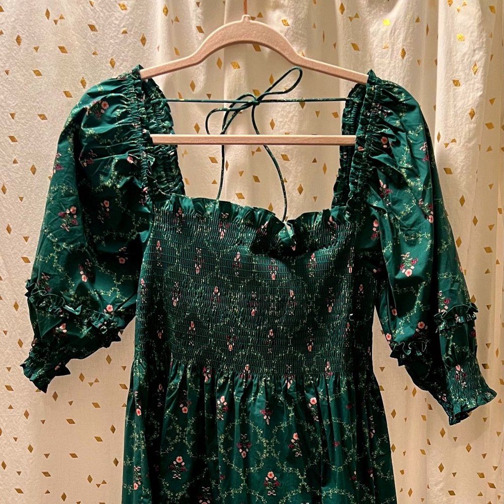 Hill House Green Floral Midi Dress
